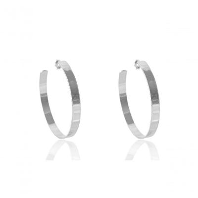 Brinco Argola Grande Grossa Clássica Banhado Em Ródio Branco [f027]