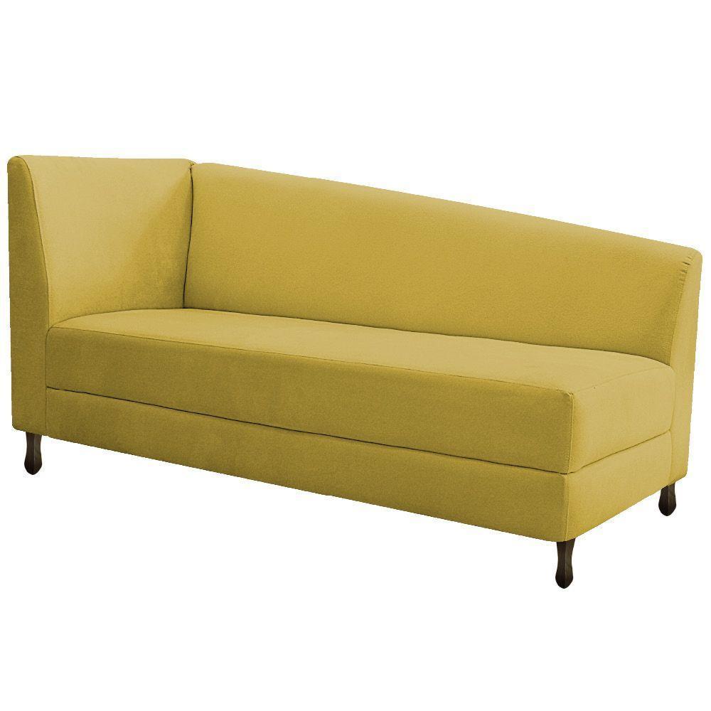 Kit Diva Recamier Heitor 185Cm Lado Direito E 02 Poltronas Luiza Suede - Doce Sonho Móveis Amarelo - 5