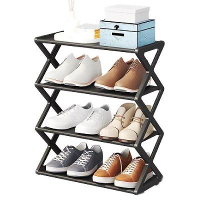 Sapateira Vintage 4 Prateleiras para 8 Pares Compacta Portátil Preto Yeet
