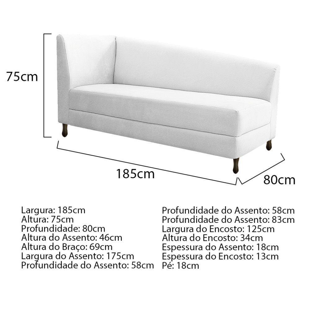 Kit Diva Recamier Heitor 185Cm Lado Direito E 02 Poltronas Luiza Suede - Doce Sonho Móveis Branco - 3