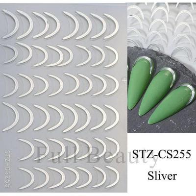 Adesivo de Unhas Stz-C 3D Gradiente Linha Francesa Azul Rosa Roxo Verde OEM