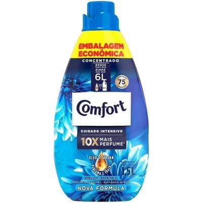 Amaciante de Roupas Concentrado Frescor Intenso Azul 1,5L com Longa Duração do Perfume Comfort