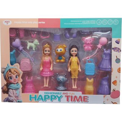 Conjunto Happy Time com 2 Bonecas 16CM, 6 Vestidos e 14 Acessórios Futuro Kids
