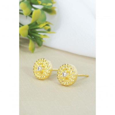 Brinco Círculo Pequeno Com Zircônia Central Banhado Em Ouro 18k [f027]