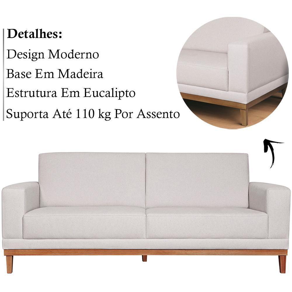 Sofa 2 Lugares 160 Cm Crons Linho Bege Vazzano Bege - 8