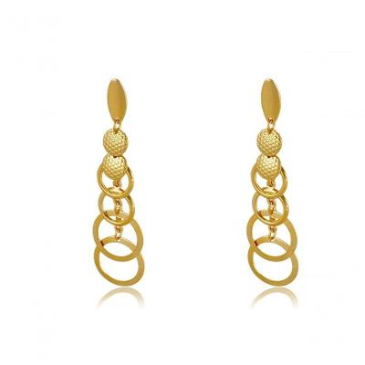 Brinco Médio Com Círculos Diferentes Banhado Em Ouro 18k [f027]