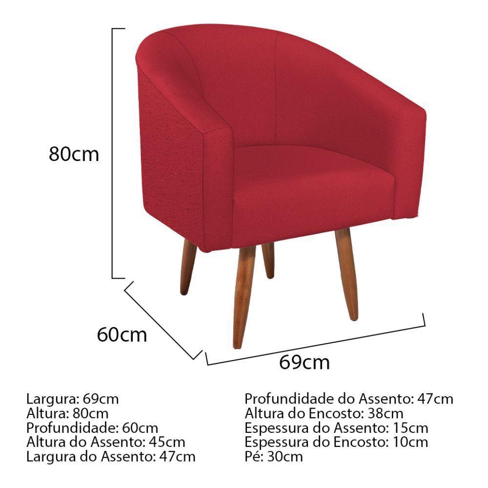Kit Diva Recamier Heitor 160Cm Lado Esquerdo E 02 Poltronas Luiza Suede - Doce Sonho Móveis Vermelho - 4