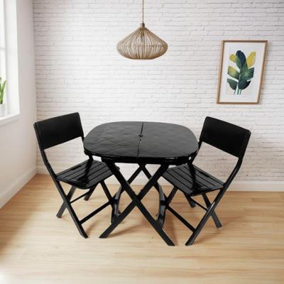 Conjunto Mesa e 2 Cadeiras Dobráveis Sorveteria Cas Estrutura em Plástico Assentos Fixos Branco