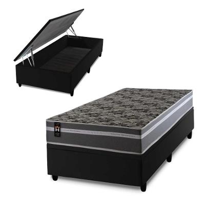 Cama Box Baú Miami Cinza 96x203 Preto Espuma D33 King House