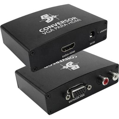Conversor de Vídeo VGA para HDMI F002 para Computador em TV HDTV 1080P Preto 5+