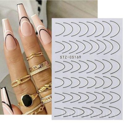 Adesivo de Unhas Stz-C para Decoração 3d Gradiente Linha Francesa Azul Rosa Roxo Verde Oem