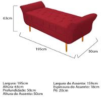 Recamier Estofado Ari 195cm King Size Suede Vermelho - 4