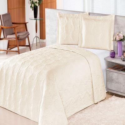 Cobre Leito Queen Pratic Rosas 3 Peças 100% Poliéster Floral Bege