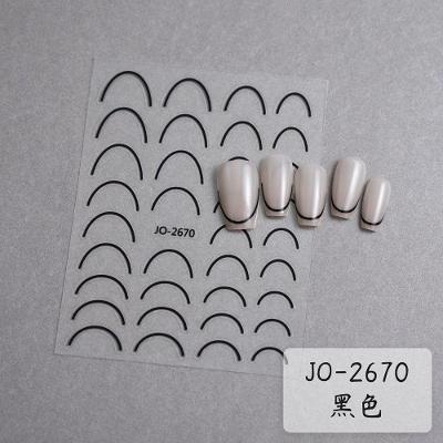 Adesivo de Unhas Jo-26 3d Gradiente Linha Francesa Azul Rosa Roxo Verde para Nail Art OEM