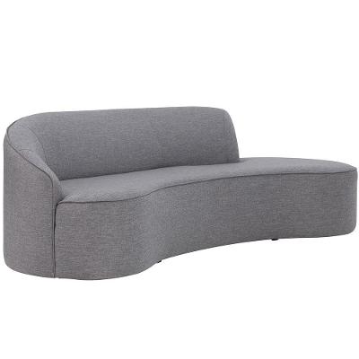 Sofá Curvo 03 Lugares 180cm Braço Direito Eron Linho Cinza Mesclado - Nexta Casa