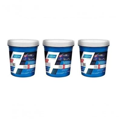 Massa de Polir Automotiva para Pintura No2 Base D Agua Branco Kit 3 Potes 1kg Veículos