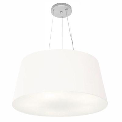 Lustre Pendente Cone Md-4063 Cúpula em Tecido Grande, Fio Ajustável, Branco Vivare Brasil Iluminação