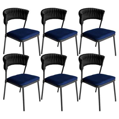 Kit 6 Cadeiras Nice Alumínio Tricô Náutico Acesse Móveis Preto/azul