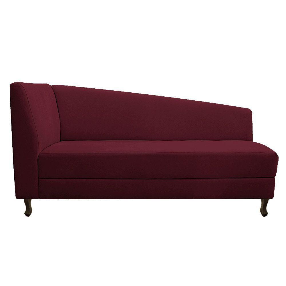 Kit Diva Recamier Heitor 160Cm Lado Direito E 02 Poltronas Luiza Suede - Doce Sonho Móveis Bordô - 7
