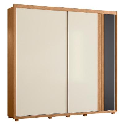 Guarda Roupa Casal Acácia 2 Portas de Correr 4 Gavetas Freijo-off White-titanium