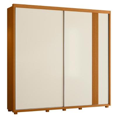 Guarda Roupa Casal Acácia 2 Portas de Correr 4 Gavetas Cinamomo-off White-salvia