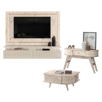 Estante Home Theater Suspenso Gaia Com Aparador Estoril E Mesa De Centro Indianápolis Calacata Off White – Madetec