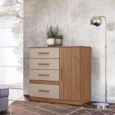 Cômoda Sapateira Vênus 4 Gavetas em MDF com Puxador em MDF Fendi para Quarto Moderno