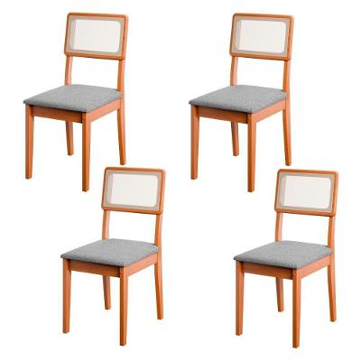 Conjunto De 4 Cadeiras De Jantar Santiago Em Tecido Boucle Cinamomo/grafite Boucle Cinamomo/grafite Boucle