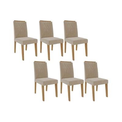Cadeira De Cozinha Nicole Kit 6 Un Nature Suede Nude Bege Cimol