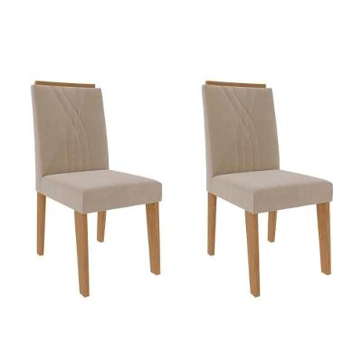 Cadeira Sala De Jantar Nicole Kit 2 Un Savana-nature-suede Nude Bege - Cimol