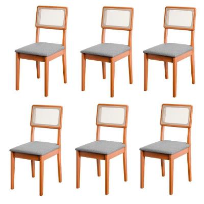 Conjunto De 6 Cadeiras De Jantar Santiago Em Tecido Boucle Cinamomo/grafite Boucle Cinamomo/grafite Boucle