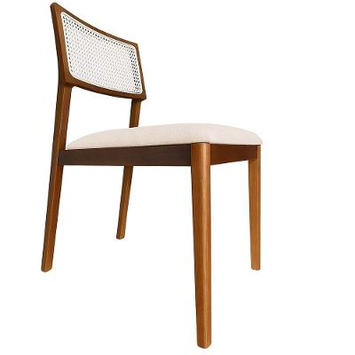 Conjunto 2 Cadeiras élise Madeira Maciça Linho Ou Boucle - Élpis Móveis Bouclê Natural Nogueira