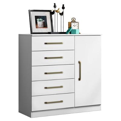Comoda 5 Gavetas 1 Porta 91 Cm Milao Branco Armoveis Branco