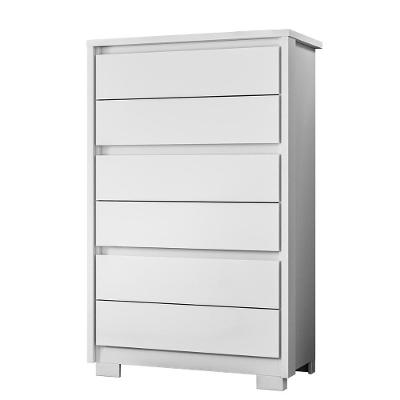 Comoda Unno 6 Gavetas MDP Puxador MDF Branco Fosco para Organizar Roupas e Acessorios