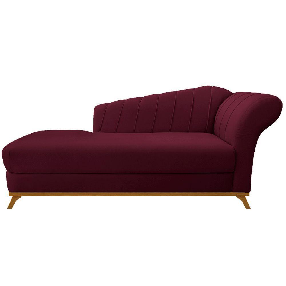 Kit Diva Recamier Vanessa 185Cm Lado Esquerdo E 02 Poltronas Laura Suede - Amarena Móveis Bordô - 7