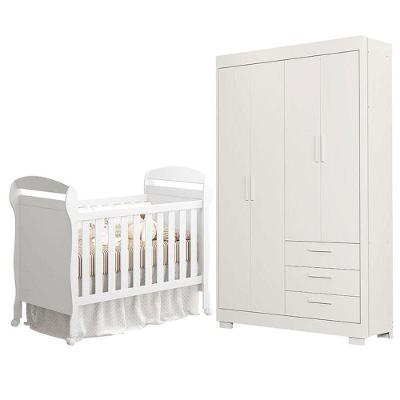 Berço Americano Danny E Guarda Roupa Infantil Zaki Branco Acetinado - Reller
