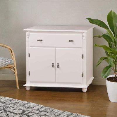 Balcão Buffet De Madeira Meyer Móveis Com 2 Portas, 1 Gaveta E Pés Torneados - Nude Laca (Off-white)