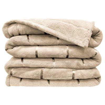 Cobertor Veneza Queen Manta Ultrasoft Premium Listrada Bege