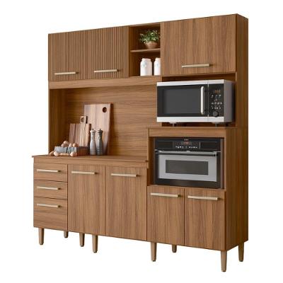 Armario De Cozinha Piatã Com 7 Portas E 3 Gavetas 190 Cm Ipe-ripado Ipe-ripado