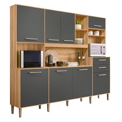 Armario De Cozinha Hortelã Com 8 Portas E 2 Gavetas 240 Cm Freijo-chumbo Freijo-chumbo