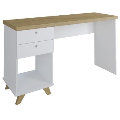 Mesa Para Computador Escrivaninha 2 Gavetas Sky Olmo/branco