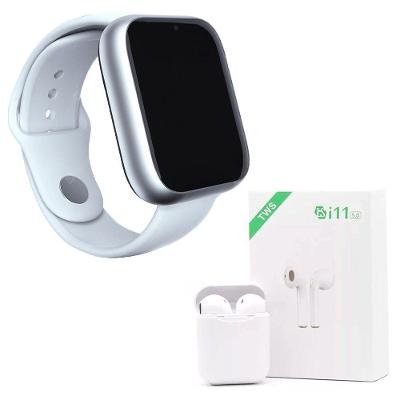 Kit 1 Smartwatch Z6 Branco + 1 Fone Bluetooth I11 Tws Branco