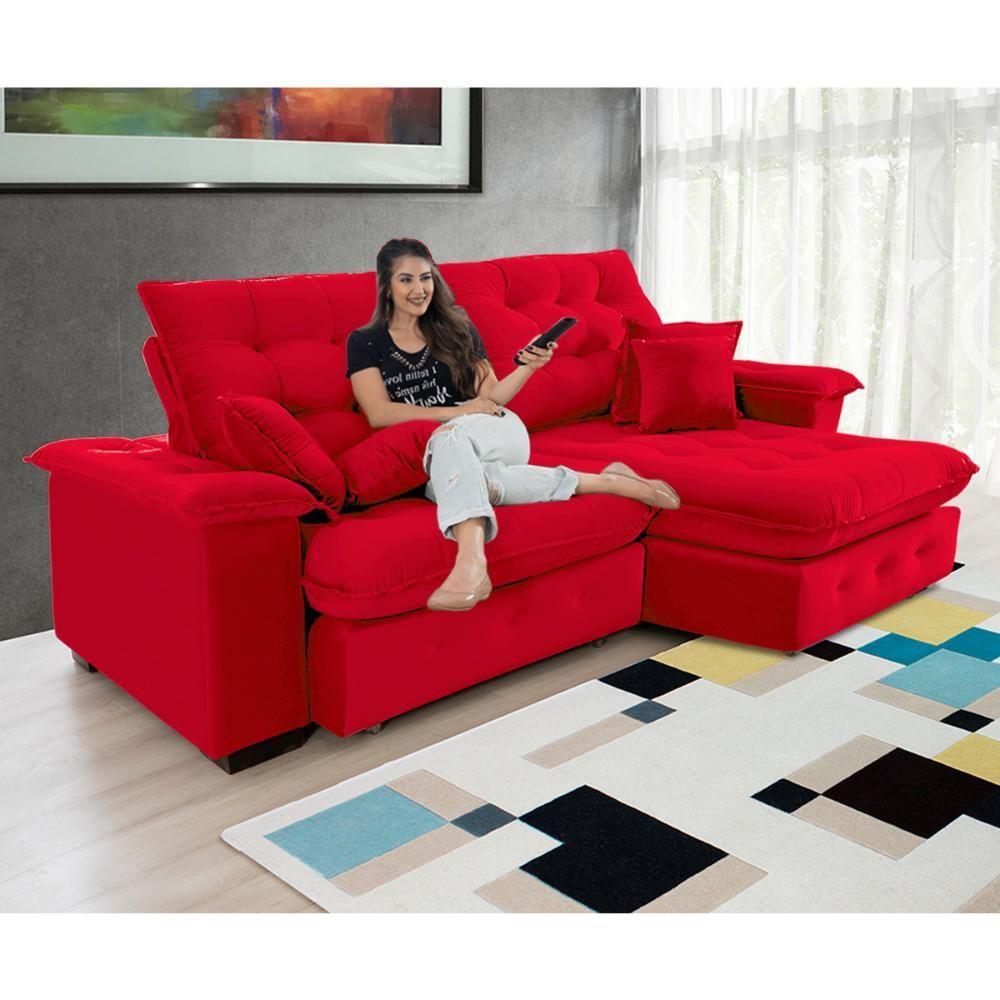 Sofá Coliseu 2.00m Retrátil E Reclinável Super Pillow - Vermelho - 5