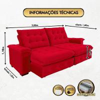 Sofá Coliseu 2.00m Retrátil E Reclinável Super Pillow - Vermelho
