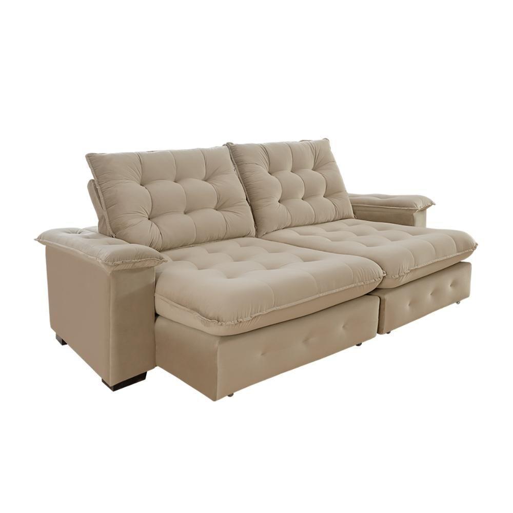 Sofá Coliseu 2.30m Retrátil E Reclinável Super Pillow - Bege - 1