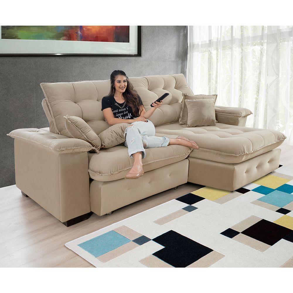 Sofá Coliseu 2.30m Retrátil E Reclinável Super Pillow - Bege - 2