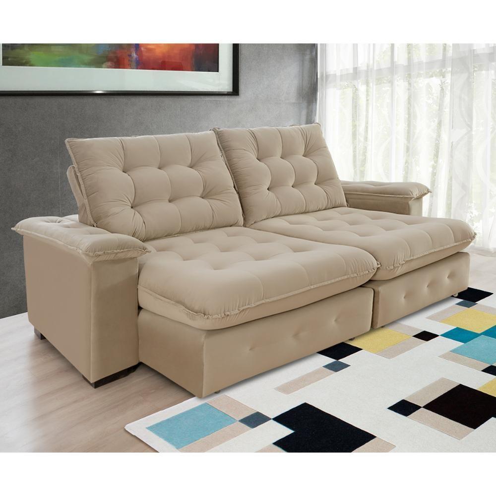 Sofá Coliseu 2.30m Retrátil E Reclinável Super Pillow - Bege - 8
