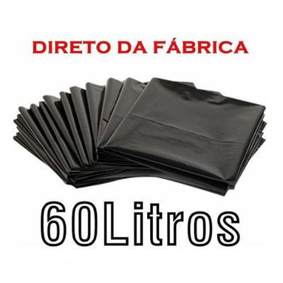 Saco de Lixo 60 Litros 100 Unidades Preto 60L Uso Doméstico e Comercial Higipack