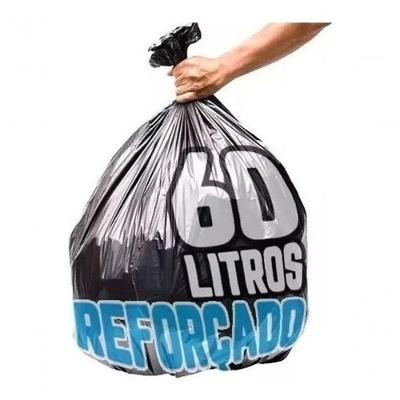 Saco de Lixo Reforçado Preto 60L Pacote com 100 Unidades 60CM X 78CM Ideal para Lixeiras de 30 a 40L