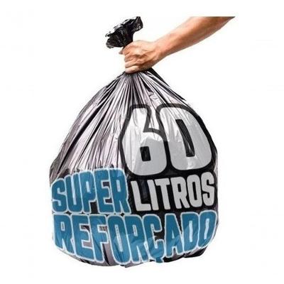 Saco de Lixo Super Reforçado Preto 60L 100 Unidades 60CM X 78CM para Hotéis Lojas e Restaurantes